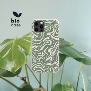 Marble Swirl Biodegradable Plastic Free Eco-Friendly Phone Case for iPhone 14 13 12 11 SE Pro Max Mini, Samsung Galaxy S23 S22 S21 S20