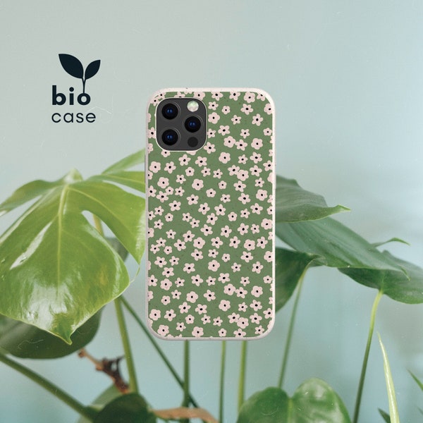 Vintage Flowers Biodegradable Plastic Free Eco-Friendly Phone Case for iPhone 15 14 13 12 11 SE Pro Max Mini and Samsung Galaxy S23 S22 S21