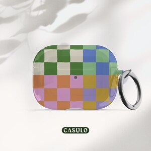 Mixed colour checkerboard full wrap print cover for airpods and airpods pro. Available in glossy finish.
