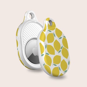 AIRTAG HOLDER Lemons, Cute Airtag Keychain, Slim Apple Airtag Case With Carabiner for Luggage, AirTag Cover With Ring Chain
