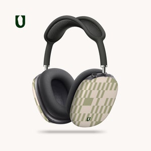 Green Abstract Checker AirPods Max Cases | AirPods Max Covers, Cute AirPod Case, Recyclable AirPods Cases, Stylish AirPods Max Covers