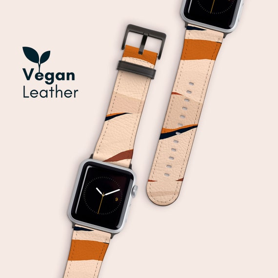 Printed Apple Watch Strap Vegan Leather Band for Apple Watch Series 1 2 3 4 5 6 7 SE Abstract Pattern Neutral Watch Strap Etsy Canada