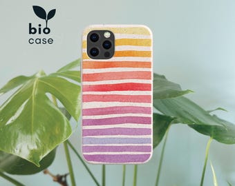 Akvarellfärgat biologiskt nedbrytbart plastfritt miljövänligt telefonskal för iPhone 15 14 13 12 11 SE Pro Max Mini och Samsung Galaxy S22, S21 och S20