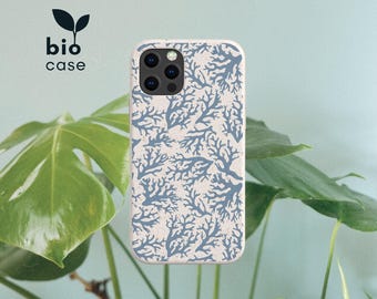 Blue Coral Biodegradable Case for iPhone 16 15 14 13 12 11 SE Pro Max Mini, Compostable Phone Case for Samsung Galaxy S20 S21 S22 Ultra Plus