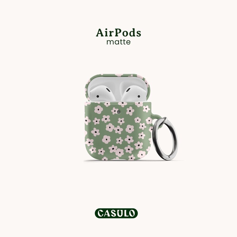 Green Floral Cover for AirPods 1, 2 and 3 in Matte finish