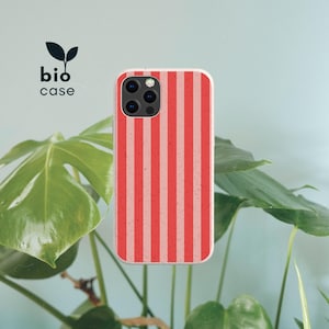 Gestreifte biologisch abbaubare, plastikfreie, umweltfreundliche Handyhülle für iPhone 15 14 13 12 11 SE Pro Max Mini und Samsung Galaxy S23 S22 S21 S20