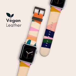 AFRICAN PRINT | Vegan Leather Apple Watch Band 38 40 42 44mm, Faux Leather Printed iWatch Strap Series 1, 2, 3, 4, 5, 6, 7 And SE