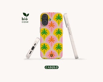 Capa de celular ecológica e biodegradável Palms sem plástico para iPhone 17 16 15 14 13 12 11 SE Pro Max Mini e Samsung Galaxy S25 24 23 22 21