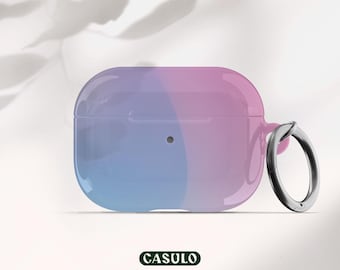 Pink and Blue Aura Gradient AirPod AirPodPro 2 1 Keychain Case Cover | Ombre Apple AirPods Generation 4 3 2 1 Shell Cover Case