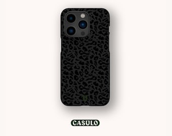 Funda de leopardo oscuro para iPhone 16, 15, 14, 13, 12, 11 SE Pro Max Plus Mini, Samsung Galaxy S24, Google Pixel 9, 8 Pro XL, con estampado animal