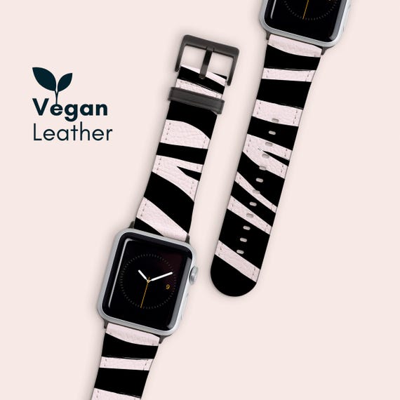 Zebra Stripes Vegan Leather Apple Watch Band 38 40 42 44mm  display picture 1