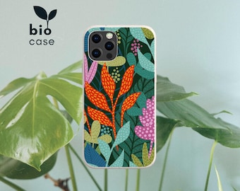 TROPICAL Biodegradable Bamboo Eco Friendly Phone Case, Compostable Case for iPhone 16 15 14 13 12 11 SE Pro Max Mini, Galaxy S24 23 22 21