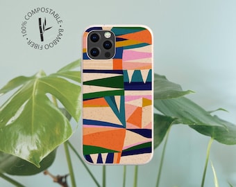 TRIBAL PRINT Biodegradable Eco Friendly Phone Case for iPhone 14 13 12 11 SE Pro Max Mini, Compostable Case for Samsung Galaxy S23 22 21 20