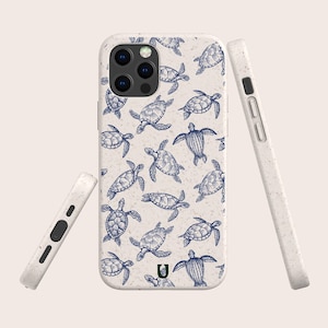 Capa de celular ecológica e biodegradável com estampa de tartarugas, livre de plástico, para iPhone 16, 15, 14, 13, 12, 11, SE, Pro, Max, Mini e Samsung Galaxy S24, S23, S22, S21. imagem 5