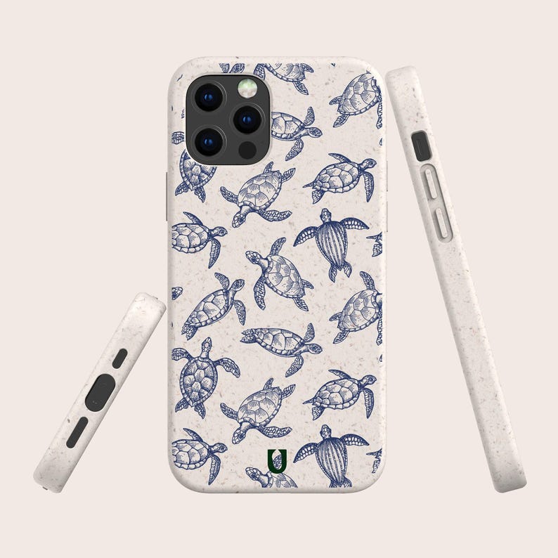 Capa de celular ecológica e biodegradável com estampa de tartarugas, livre de plástico, para iPhone 16, 15, 14, 13, 12, 11, SE, Pro, Max, Mini e Samsung Galaxy S24, S23, S22, S21. imagem 5