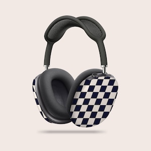 ブラック チェッカー AirPods Max ケース | AirPods Max カバー、かわいい AirPods ケース、リサイクル可能な AirPods ケース、スタイリッシュな AirPods Max カバー