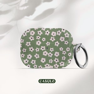 glossy Green Daisies Case for AirPods 1, 2 and 3 and AirPods Pro 1 and 2