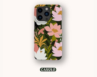 Capa de celular com estampa de nenúfares para iPhone 17 16 15 14 13 12 11 SE Pro Max Plus Mini Samsung Galaxy S24 Google Pixel 9 8 Pro