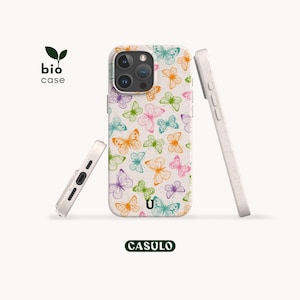 Butterflies Biodegradable Plastic Free Eco-Friendly Phone Case for iPhone 16 15 14 13 12 11 SE Pro Max Mini and Samsung Galaxy S25 S24 23 22