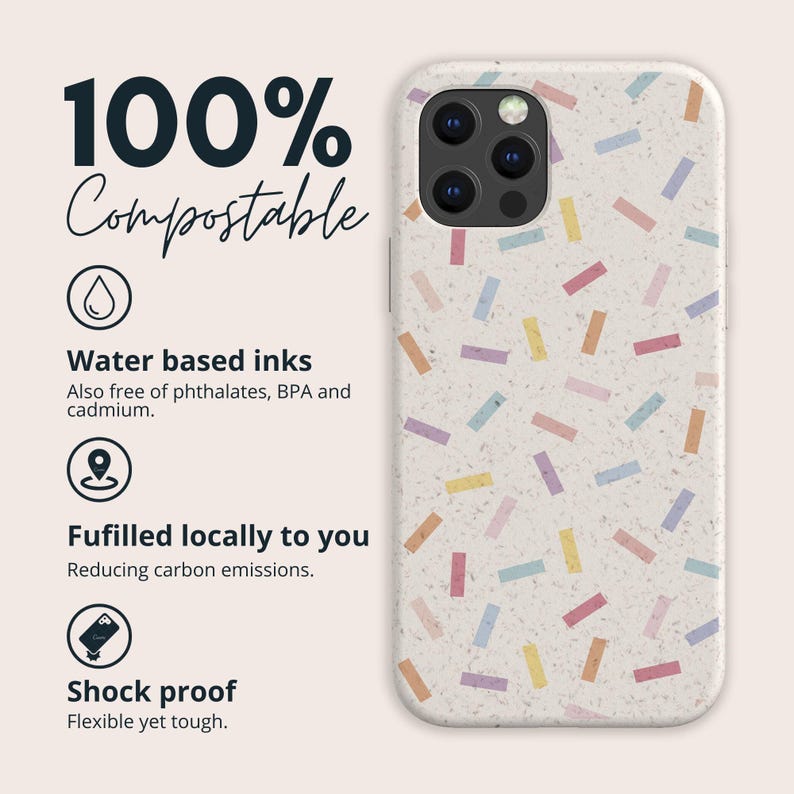 SPRINKLES Biodegradable Bamboo Eco Friendly Case for iPhone 16 15 14 13 12 11 SE Pro Max Mini, Compostable Case for Samsung S24 23 22 21 20 image 2
