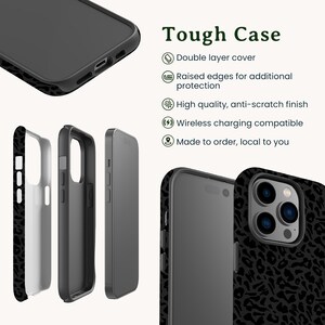 Impact resistant tough case for iphone 13 inblack animal print
