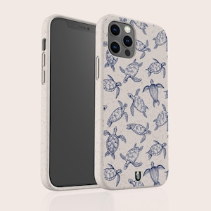 Capa de celular ecológica e biodegradável com estampa de tartarugas, livre de plástico, para iPhone 16, 15, 14, 13, 12, 11, SE, Pro, Max, Mini e Samsung Galaxy S24, S23, S22, S21. imagem 4