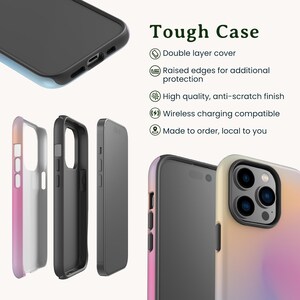 pink and blue aura gradient impact resistant tough phone case for apple iphone 14 pro