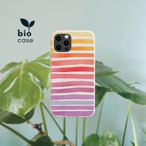 Custodia per telefono ecologica, biodegradabile e senza plastica, con motivo ad acquerello, per iPhone 15, 14, 13, 12, 11 SE Pro Max Mini e Samsung Galaxy S22, S21 e S20