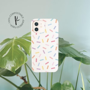 SPRINKLES Biologisch afbreekbaar bamboe milieuvriendelijk hoesje voor iPhone 16 15 14 13 12 11 SE Pro Max Mini, composteerbaar hoesje voor Samsung S24 23 22 21 20