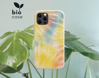 Coque de portable biodégradable et écologique TIE DYE, compostable, iPhone 15 14 13 12 11 SE Pro Max Mini, Samsung Galaxy S23 22 21 Ultra Plus