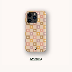 Stjärnrosa Rutigt Mobilskal Estetiskt för iPhone 16 15 14 13 12 11 SE Pro Max Plus Mini Samsung Galaxy S24 Google Pixel 9 8 Pro
