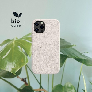 Terrain Lines Biodegradable Case for iPhone 15 14 13 12 11 SE Pro Max Mini, Compostable Phone Case for Samsung Galaxy S23 S22 S21 Ultra Plus