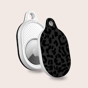 AIRTAG HOLDER Dark Leopard, Animal Print Airtag Keychain, Slim Apple Airtag Case With Carabiner for Luggage, AirTag Cover With Ring Chain