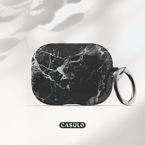 Black Marble AirPod Pro Case, AirPod Case With Keychain, AirPods Case 1, 2, AirPod Case Cover with Carabiner, Aesthetic AirPod Case