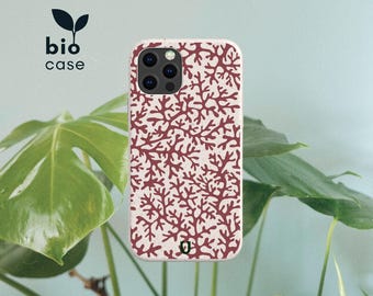 Coral Biodegradable Eco Friendly Phone Case for iPhone 15 14 13 12 11 SE Pro Max Mini, Compostable Case for Samsung Galaxy S24 S23 22 21 20