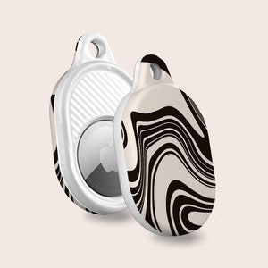 AIRTAG HOLDER Marble Swirl, Cute Airtag Keychain, Slim Apple Airtag Case With Carabiner for Luggage, AirTag Cover With Ring Chain