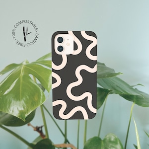 SWILR LINES Biodegradable Bamboo Eco Friendly Phone Case, Compostable Case for iPhone 14 13 12 11 SE Pro Max Mini, Samsung S20 S21 S22