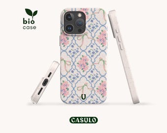 Pink Ribbons Biodegradable Plastic Free Eco-Friendly Phone Case for iPhone 16 15 14 13 12 11 SE Pro Max Mini and Samsung Galaxy S25 24 23 22