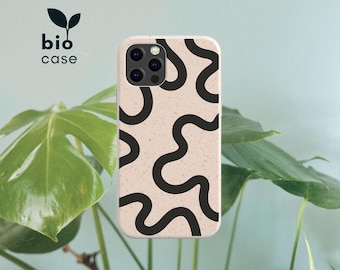 Funda biodegradable con diseño de remolinos para iPhone 15, 14, 13, 12, 11, SE, Pro, Max y Mini; funda biodegradable compostable para Samsung Galaxy S23, S22, S21 y S20.