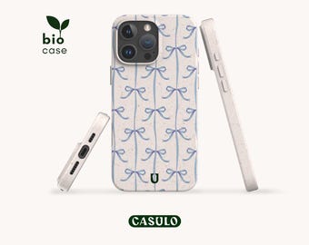 Blue Ribbons Biodegradable Plastic Free Eco-Friendly Phone Case for iPhone 16 15 14 13 12 11 SE Pro Max Mini and Samsung Galaxy S25 24 23 22