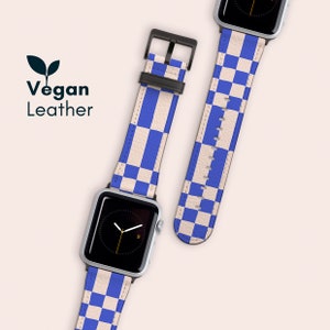 Coco Brown Checkered Vegan Leather Apple Watch Band 38mm 40mm