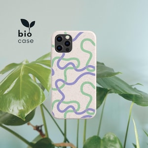SWIRL LINES Biodegradable Bamboo Eco Friendly Phone Case, Compostable Case for iPhone 15 14 13 12 11 SE Pro Max Mini, Samsung S23 22 S21 S20