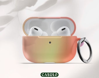 Orange Soft Aura AirPods Case Cover for AirPods Pro 2 1  and AirPods 3 2 1 Generations, Stylish Gradient Apple AirPods Case with Keyring