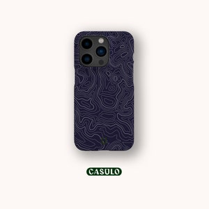 Dark Map Contour Lines Handyhülle passend für iPhone 16 15 14 13 12 11 SE Pro Max Plus Mini Samsung Galaxy S24 Google Pixel 9 8 Pro XL