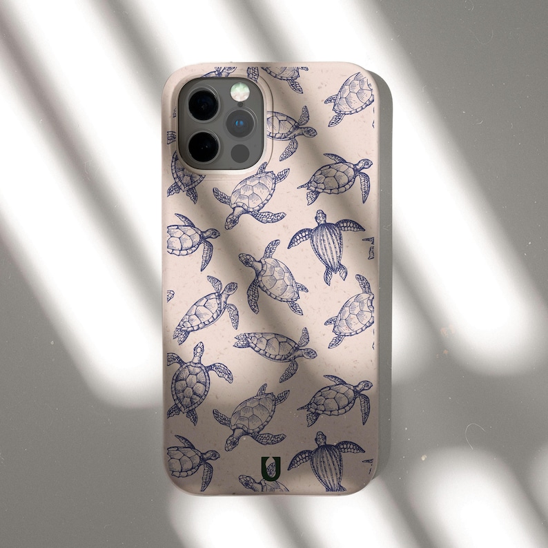 Capa de celular ecológica e biodegradável com estampa de tartarugas, livre de plástico, para iPhone 16, 15, 14, 13, 12, 11, SE, Pro, Max, Mini e Samsung Galaxy S24, S23, S22, S21. imagem 8