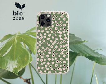 Biologiskt nedbrytbart plastfritt miljövänligt telefonskal med vintageblommor för iPhone 16 15 14 13 12 11 SE Pro Max Mini och Samsung Galaxy S24 23 22