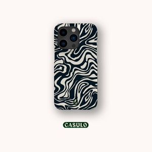 Black Marble Phone Case Organic Swirl Aesthetic for iPhone 16 15 14 13 12 11 SE Pro Max Plus Mini Samsung Galaxy S24 Google Pixel 9 8 Pro XL