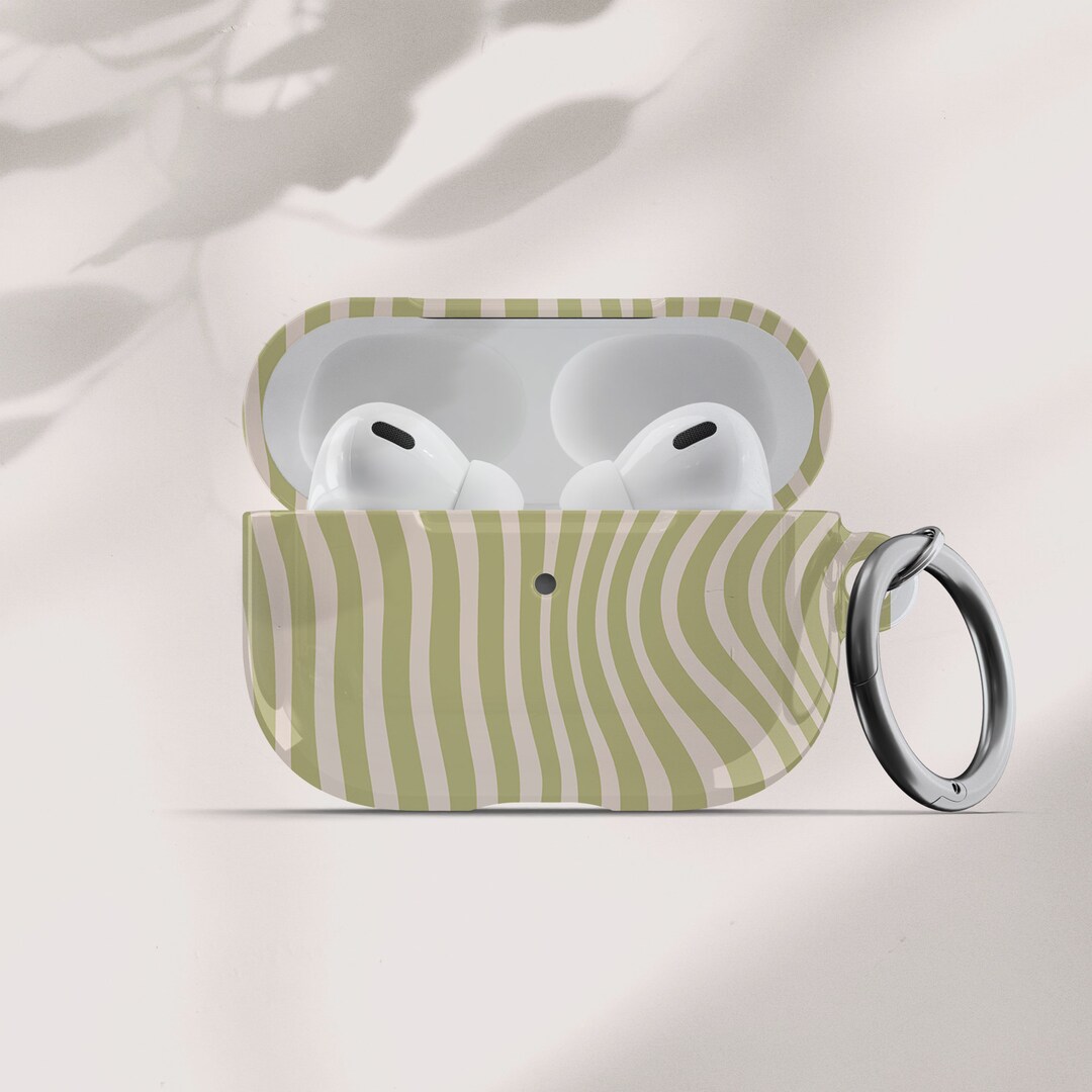 Distorted Lines Print Airpods Pro Case, AirPod Case With Keychain, Air