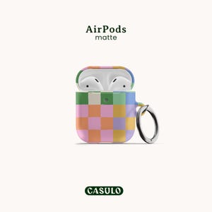 Mixed colour checkerboard full wrap print cover for airpods 1st, 2nd and 3rd generation in matte finish.