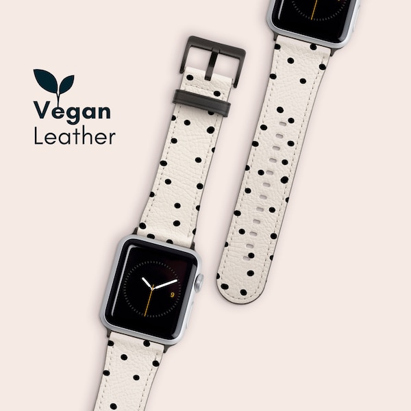 À POIS | Bracelet pour Apple Watch en cuir végétalien 38 40 42 44 mm, bracelet iWatch en similicuir imprimé série 9 8 7 6 5 4 3 2 1 Ultra et SE